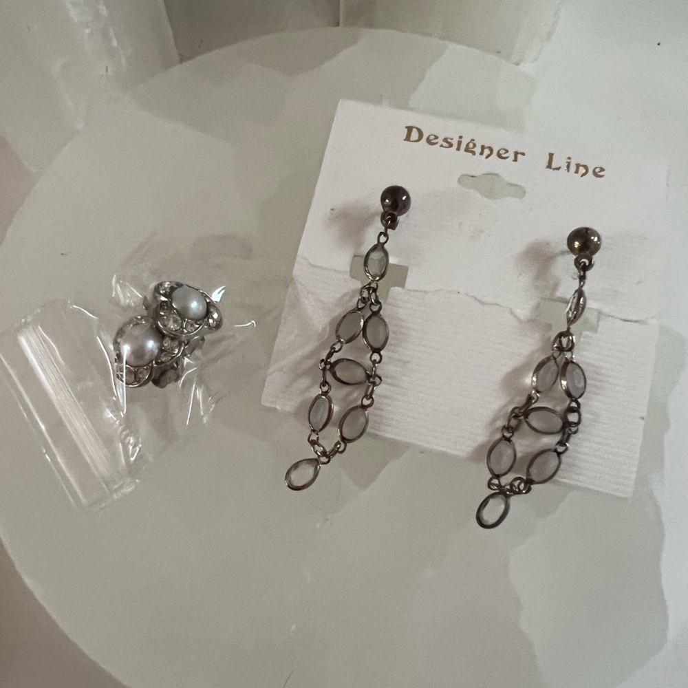 Mixed Style Dangle Earrings – Pierced + Clip-On Set | Silver Tone Statement